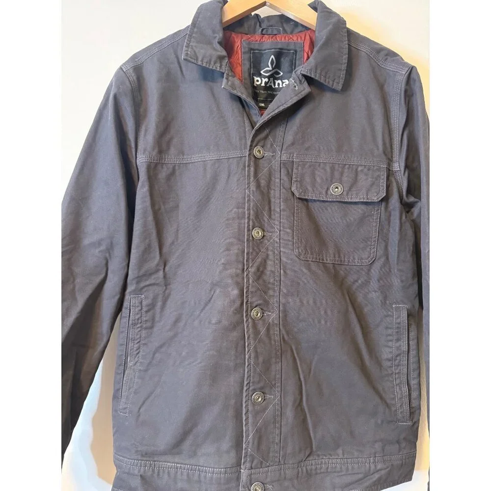 Prana Trembly Insulated Jacket Shacket Chore Utility Men's Charcoal Grey Red Sma